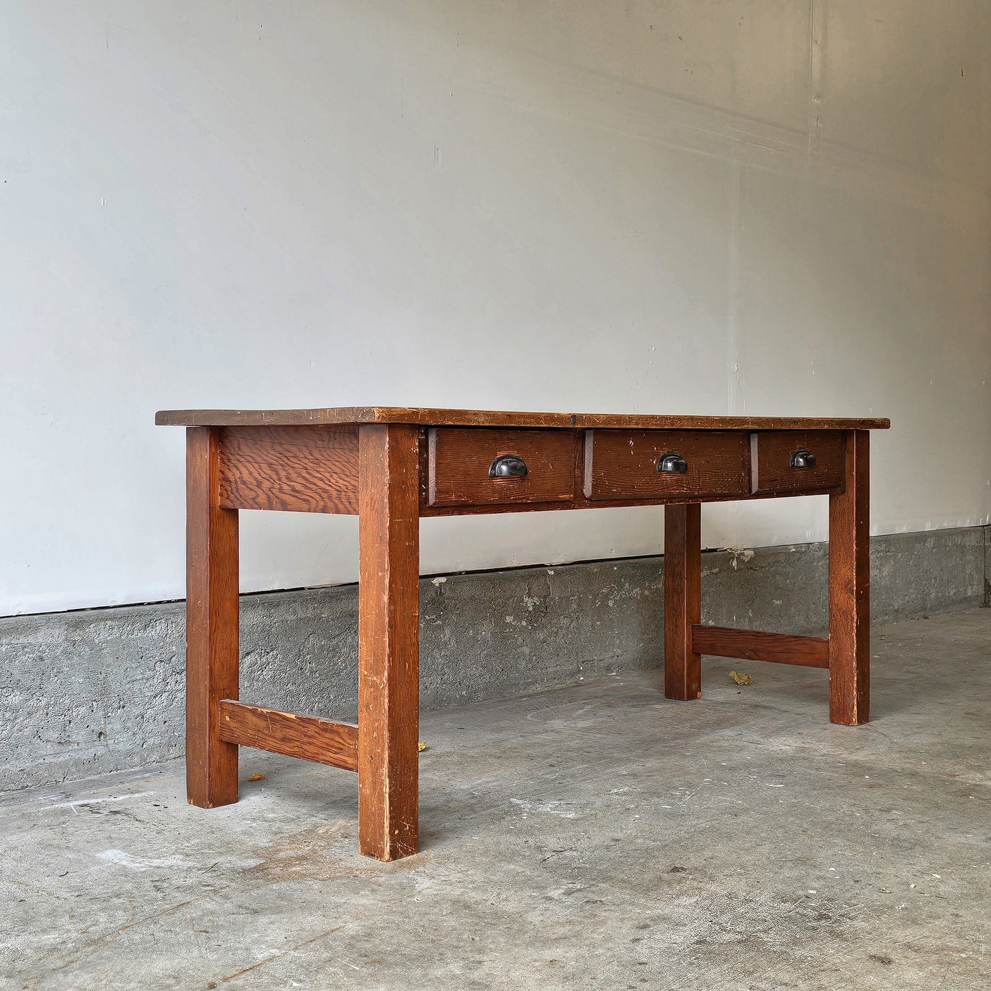 Antique wood table with drawers