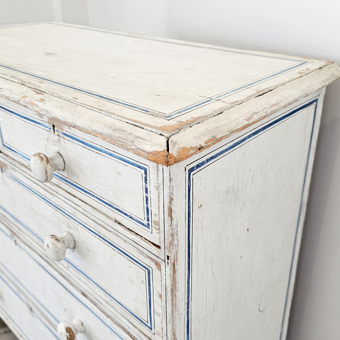 Antique English Pine Painted Dresser - Circa 1880