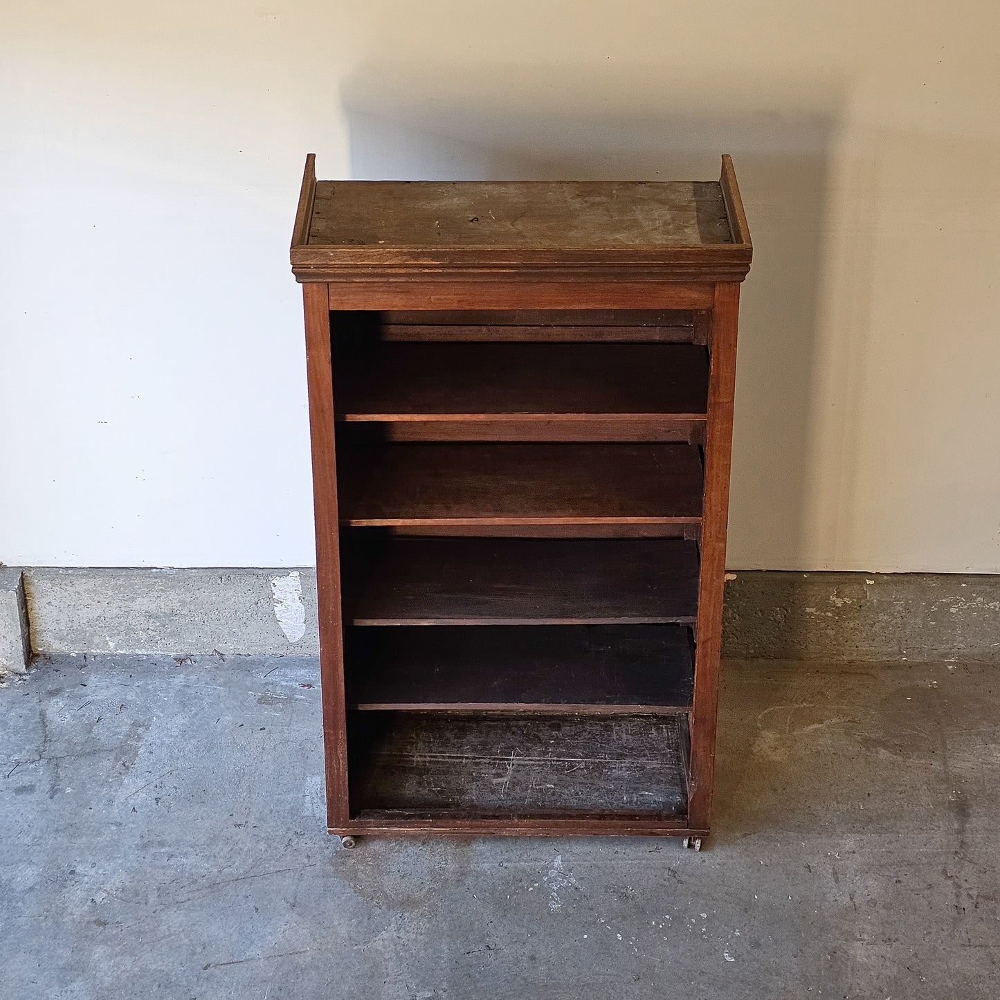 Antique Rolling Bookcase on Castor Wheels - Circa early 1900's