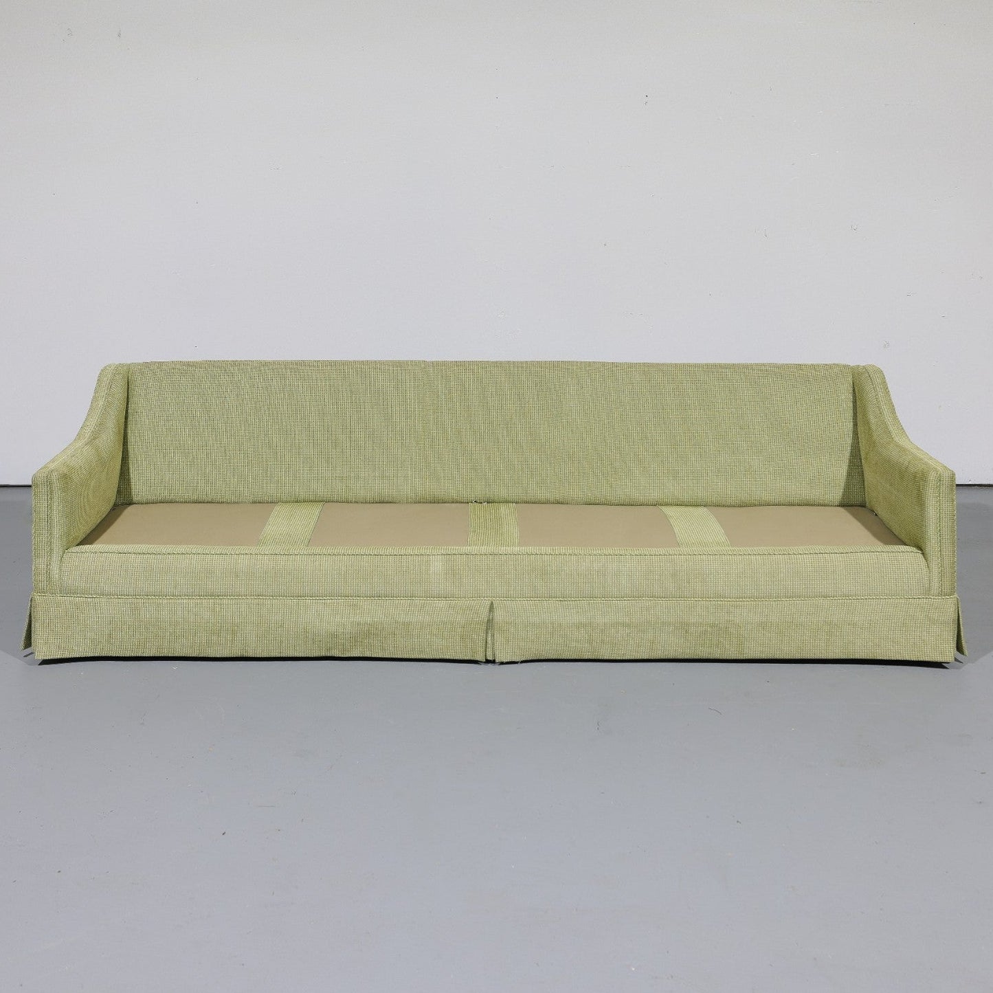 Vintage Oversized Mid-Century Green Upholstered Sofa | Circa 1970s