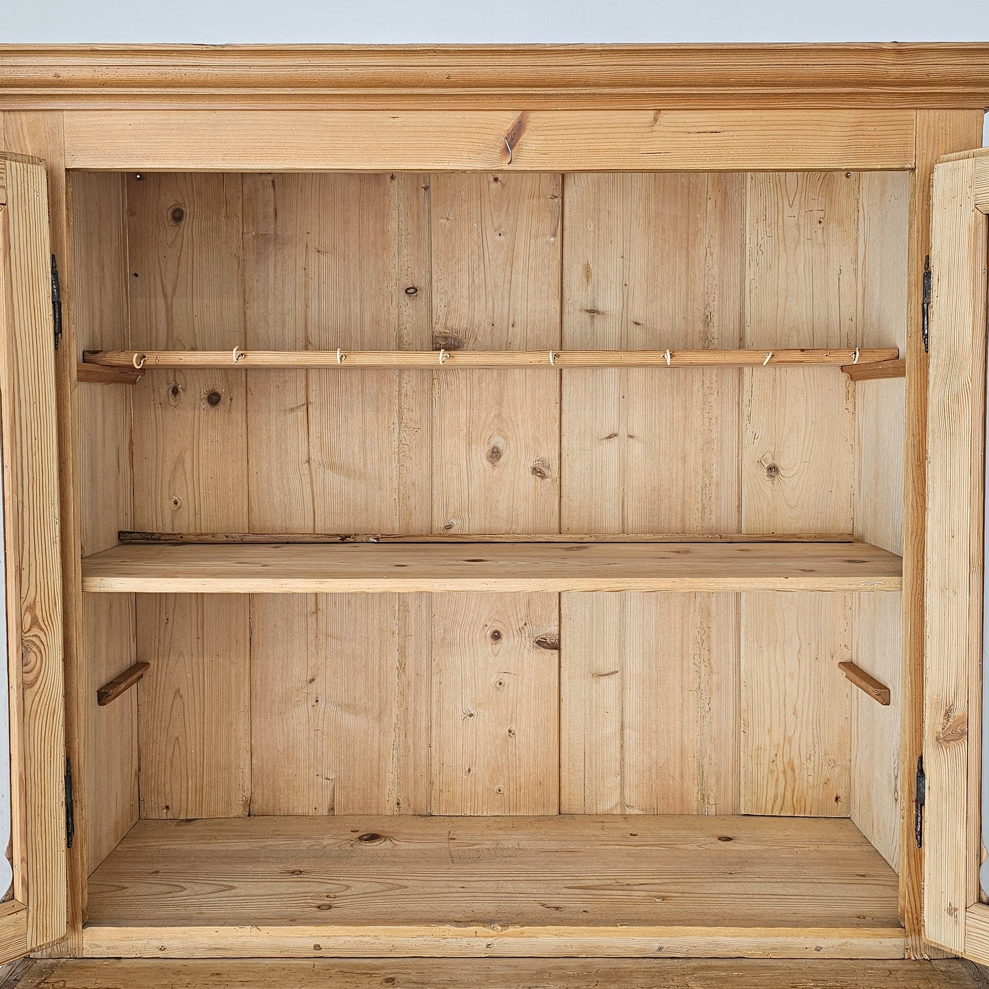 Antique Pine Glass Door Hutch Cabinet | Circa 1890