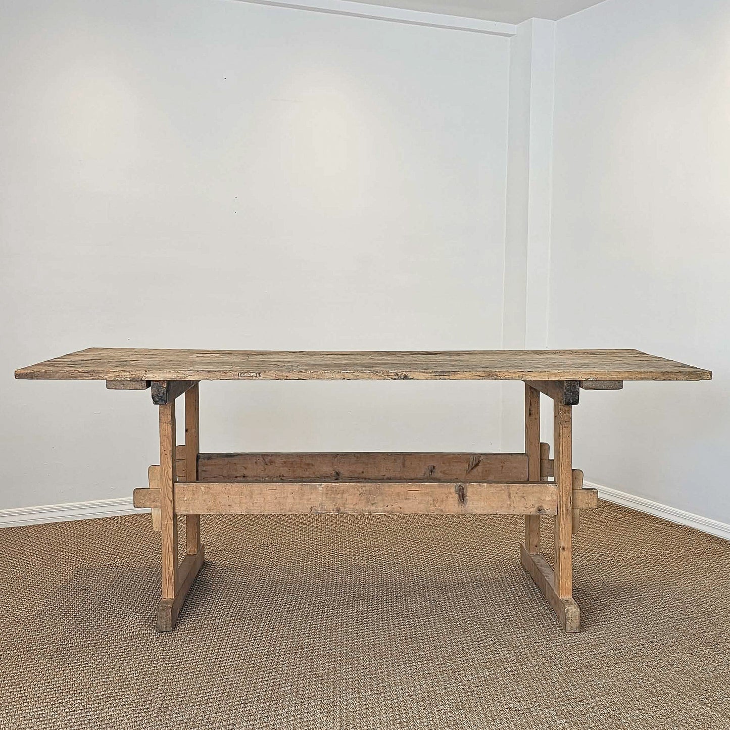 Antique European Pine Trestle Table