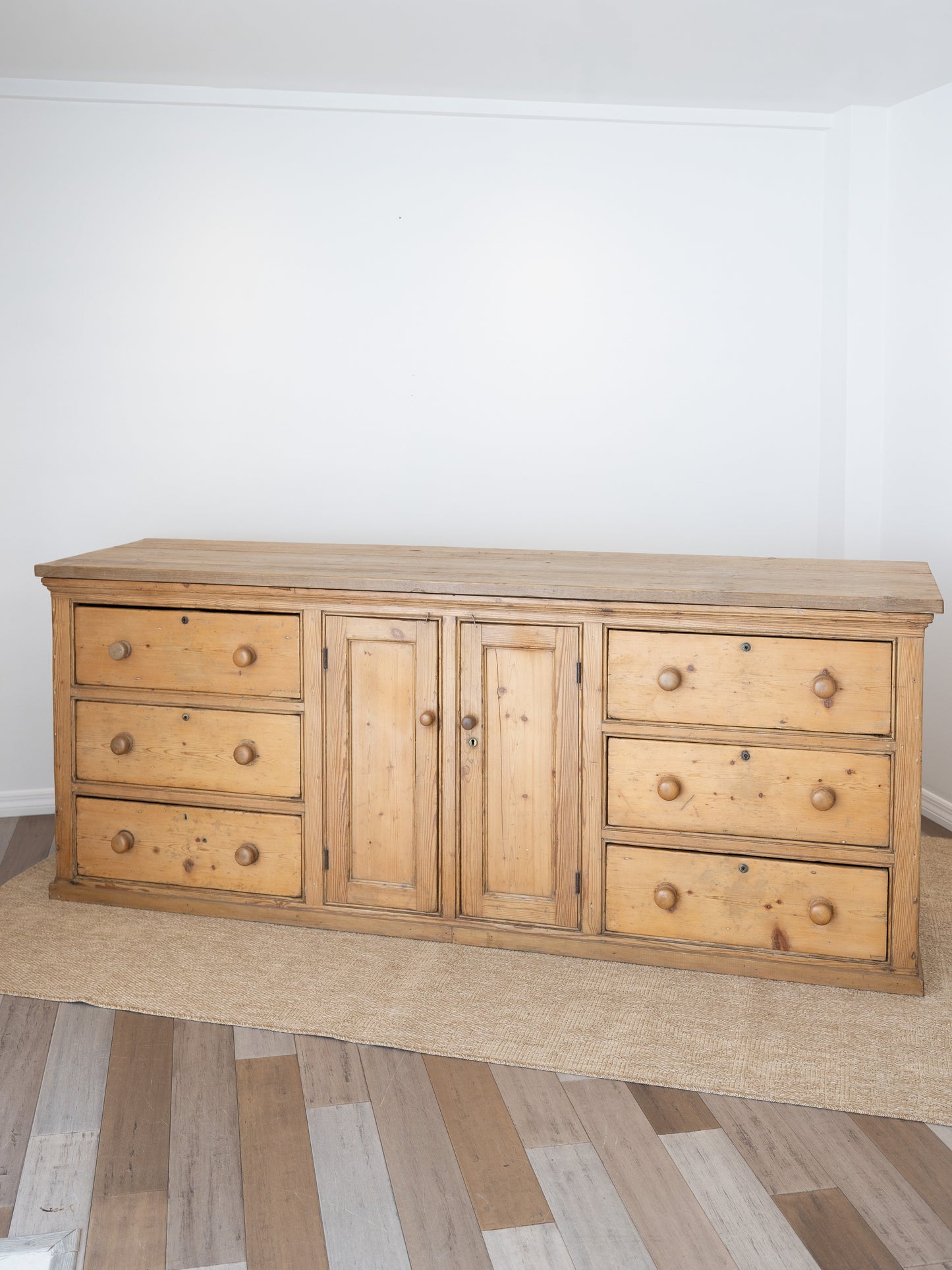 Stately Antique English Pine Sideboard Kitchen Island -
Circa 1870