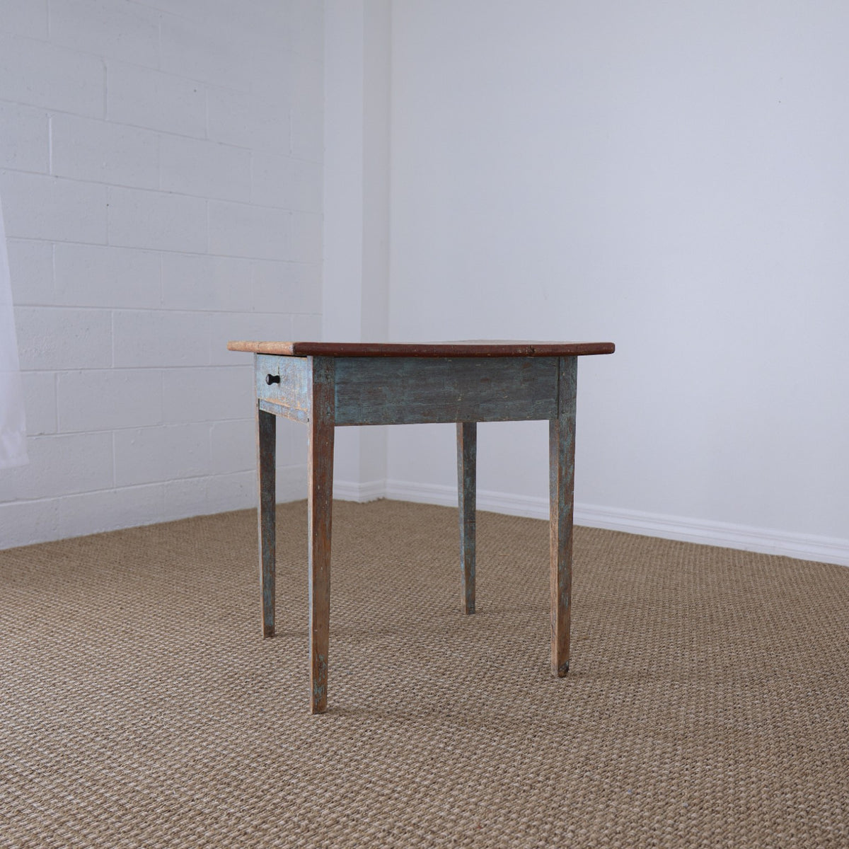 19th Century Pine Painted Blue Side Table