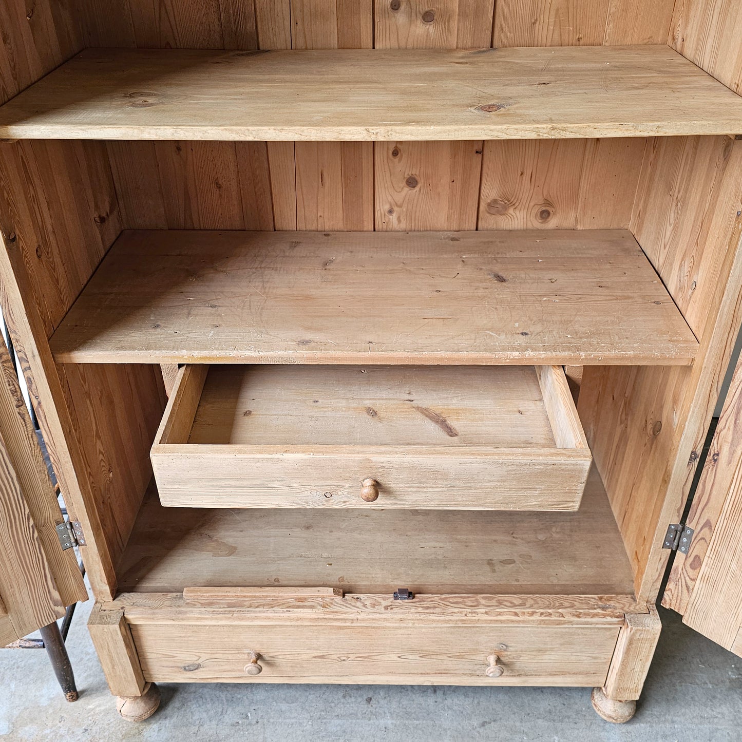 Antique pine arched cabinet wardrobe