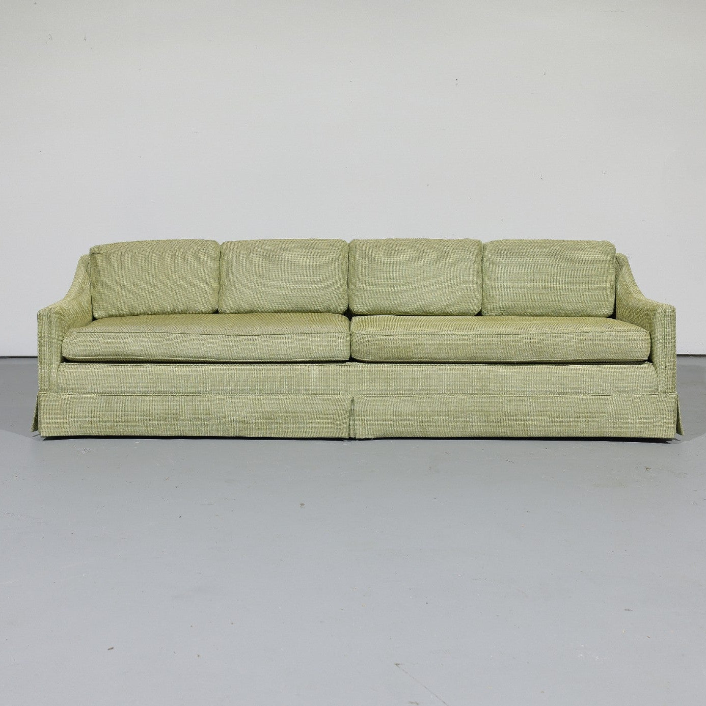 Vintage Oversized Mid-Century Green Upholstered Sofa | Circa 1970s