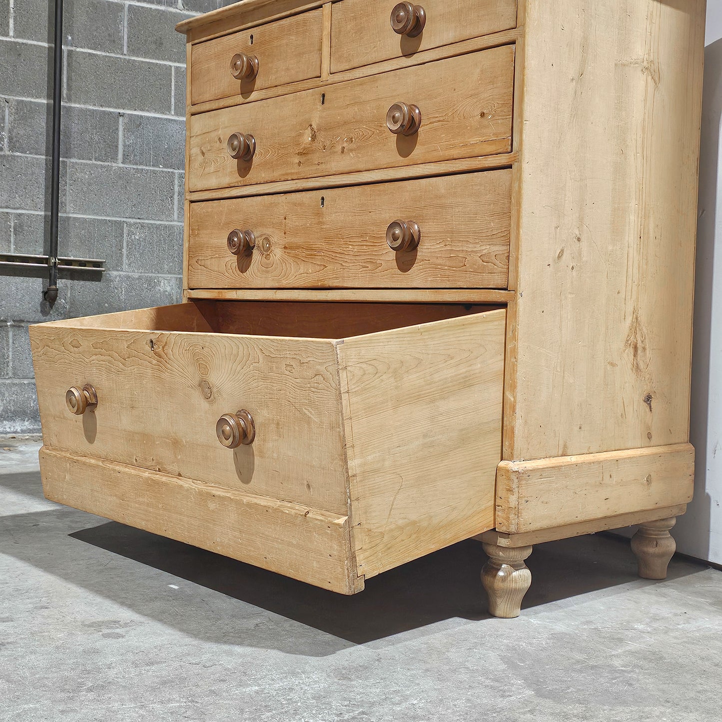 Antique English Bleached Pine Dresser, Chest of Drawers - Circa 1870
