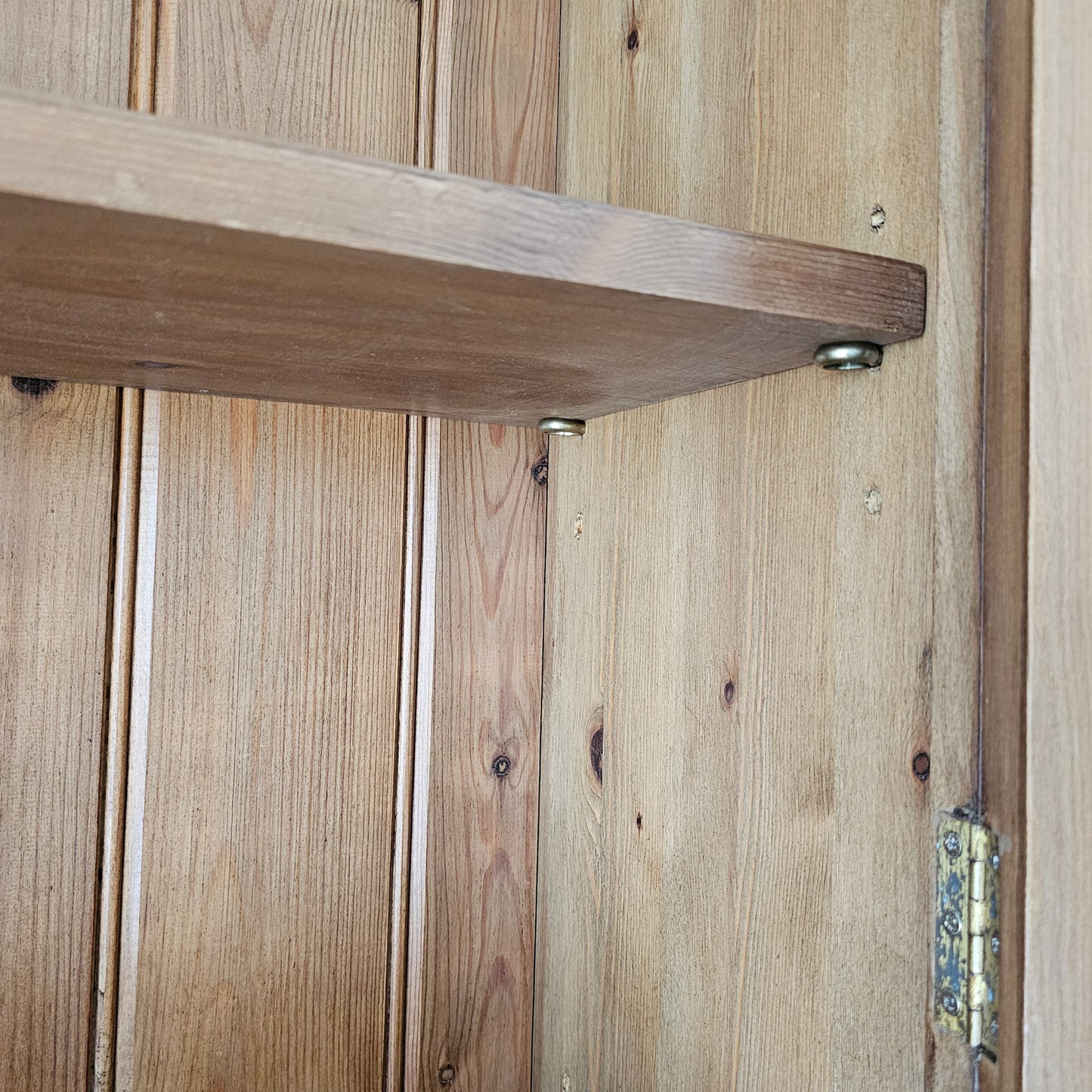 Vintage English Pine Kitchen Hutch with Plate Rack & Wine Storage