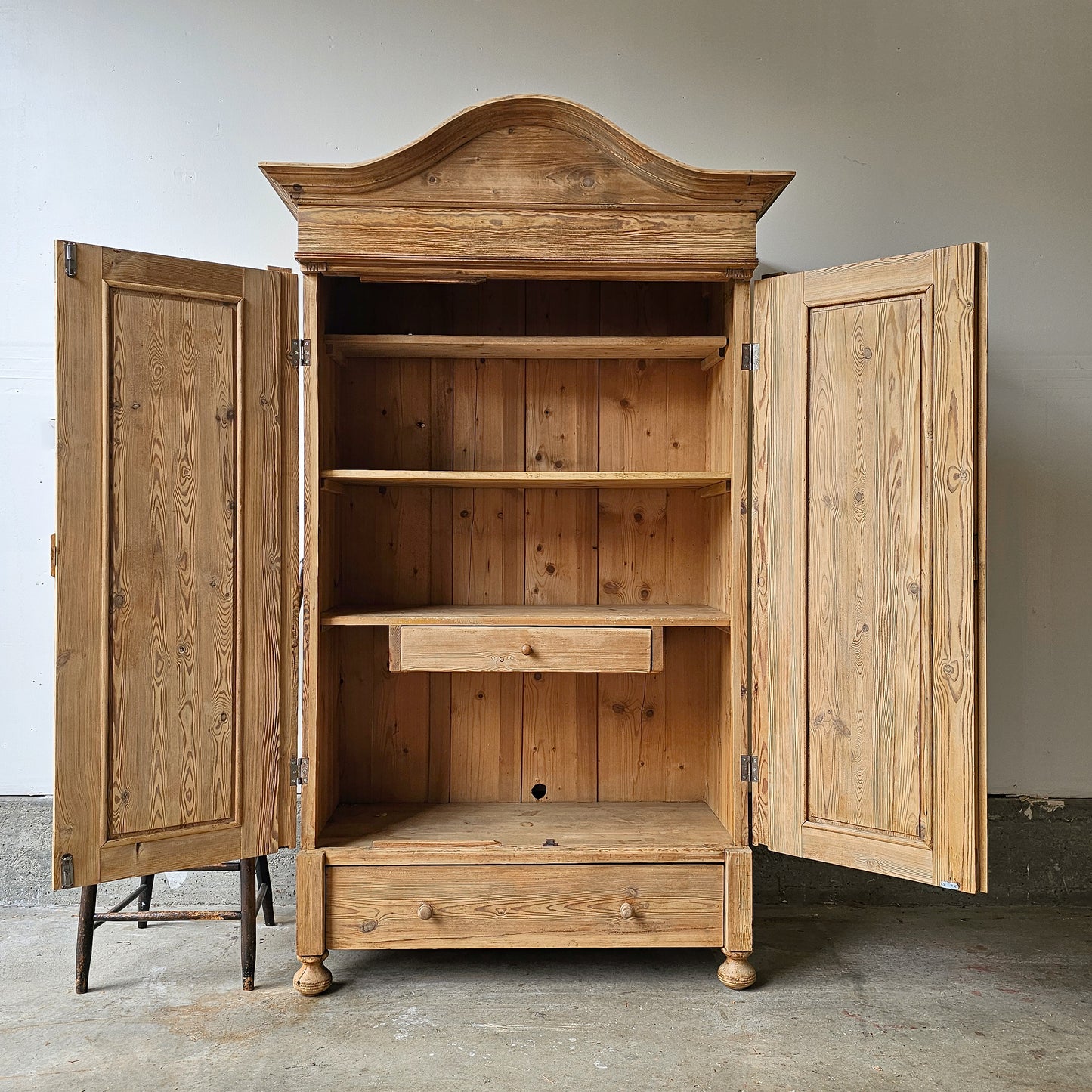 Antique pine arched cabinet wardrobe