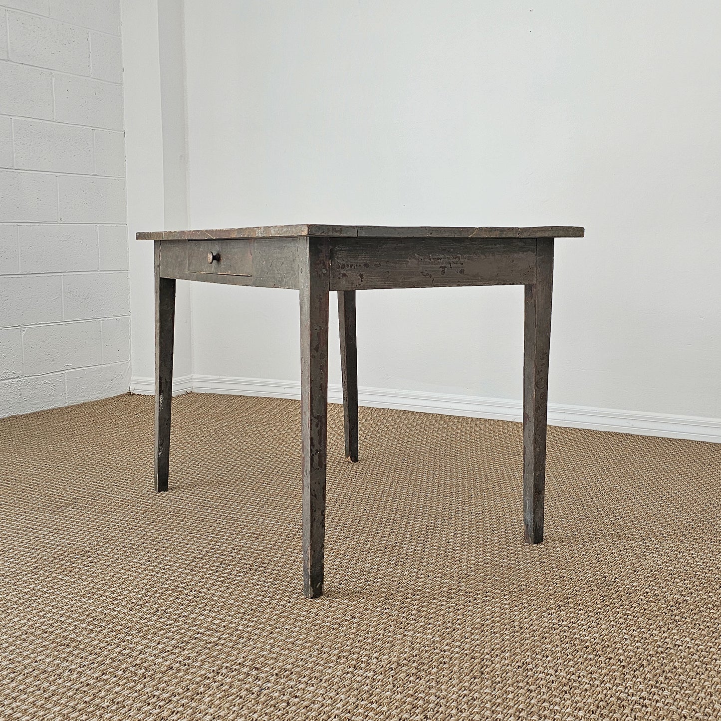Antique Primitive Painted Pine Farm Table - Circa 1870