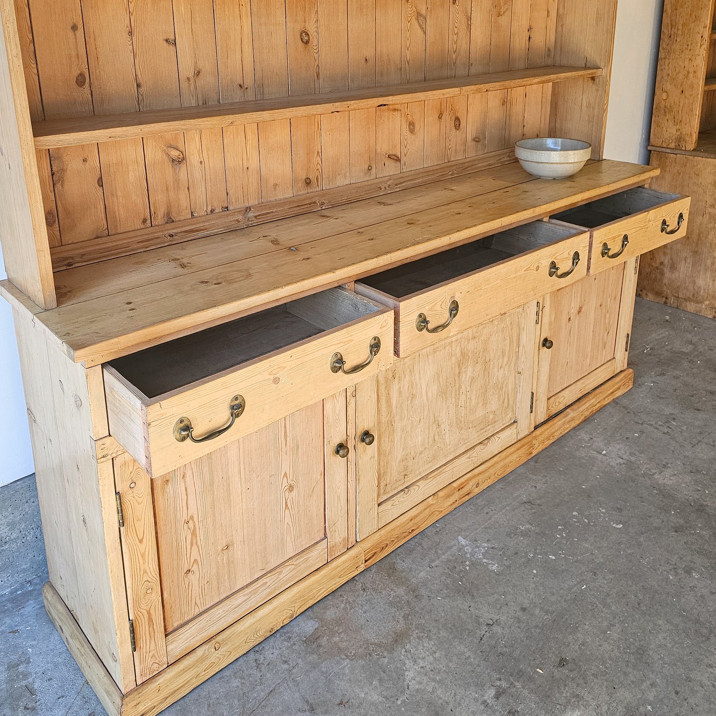 Antique English Pine Kitchen Dresser / Hutch - Circa 1850