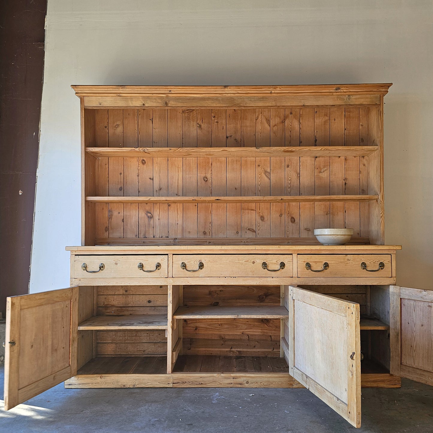 Antique English Pine Kitchen Dresser / Hutch - Circa 1850