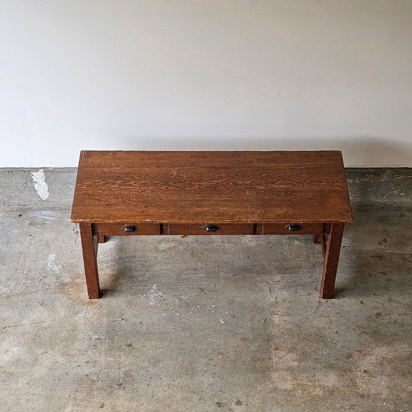 Antique wood table with drawers