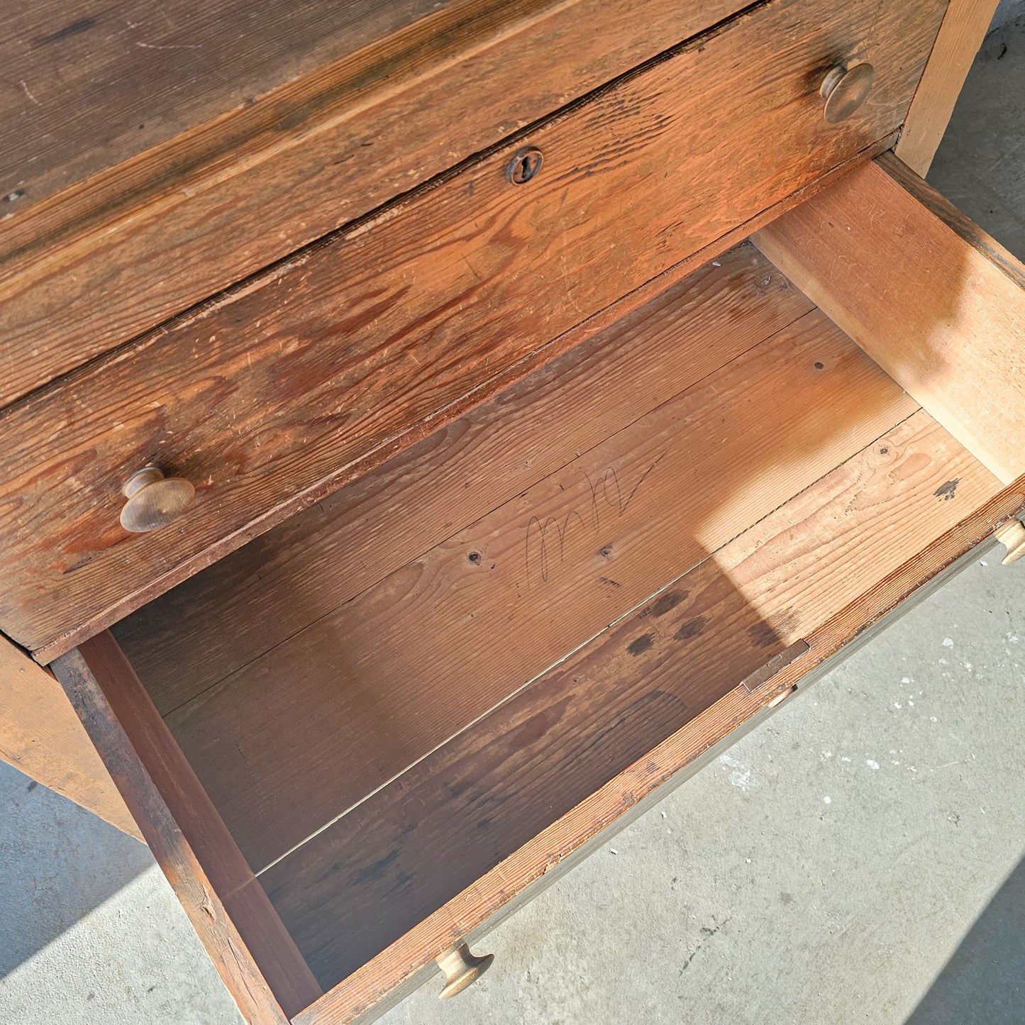 Antique Fir Wood Chest of Drawers (Dresser)