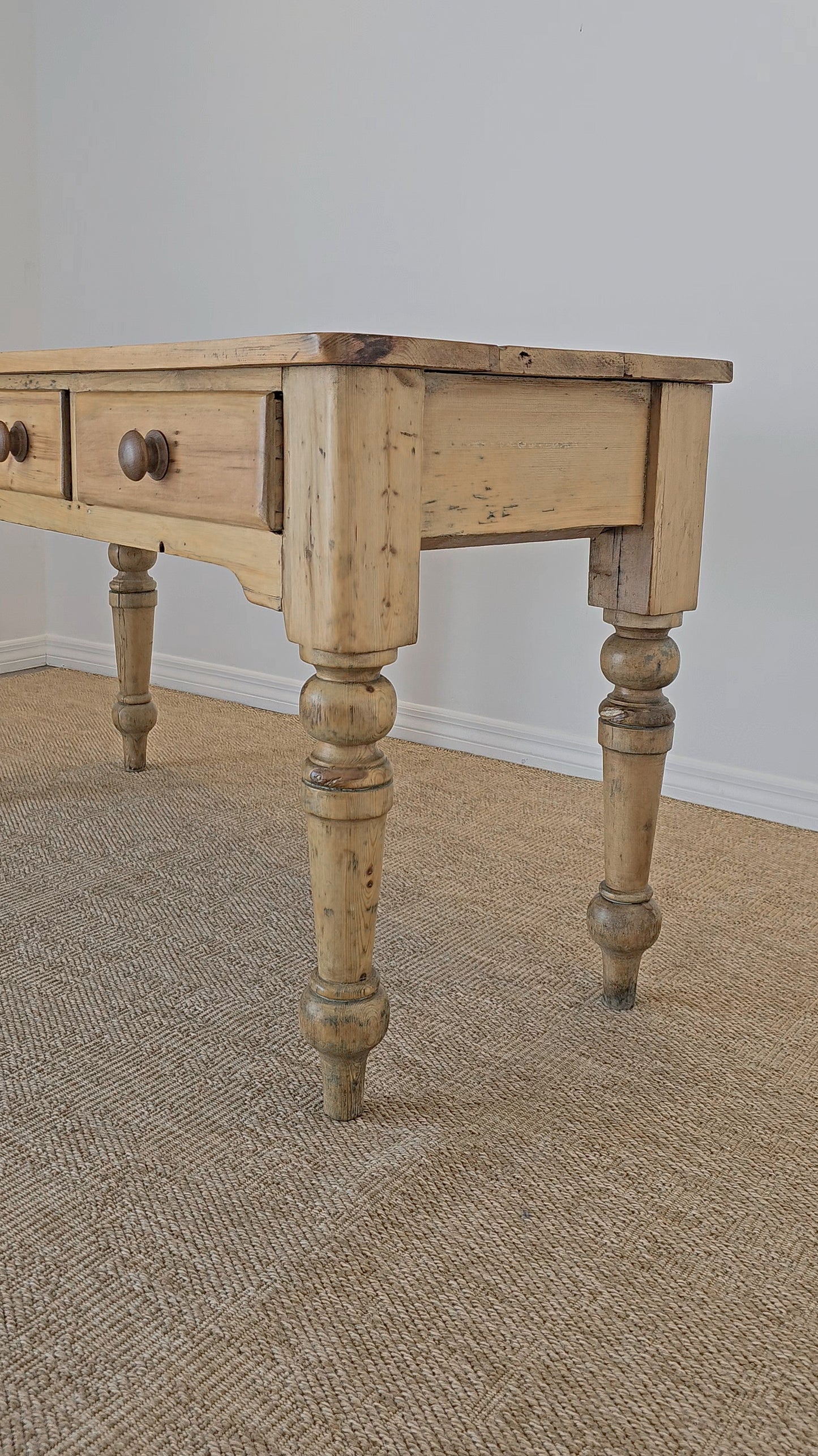 Antique English Pine Console Table or Desk - Circa 1880