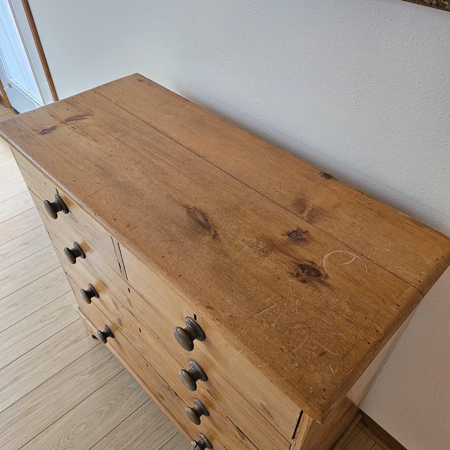 Antique English Honey Pine Dresser - Circa 1880