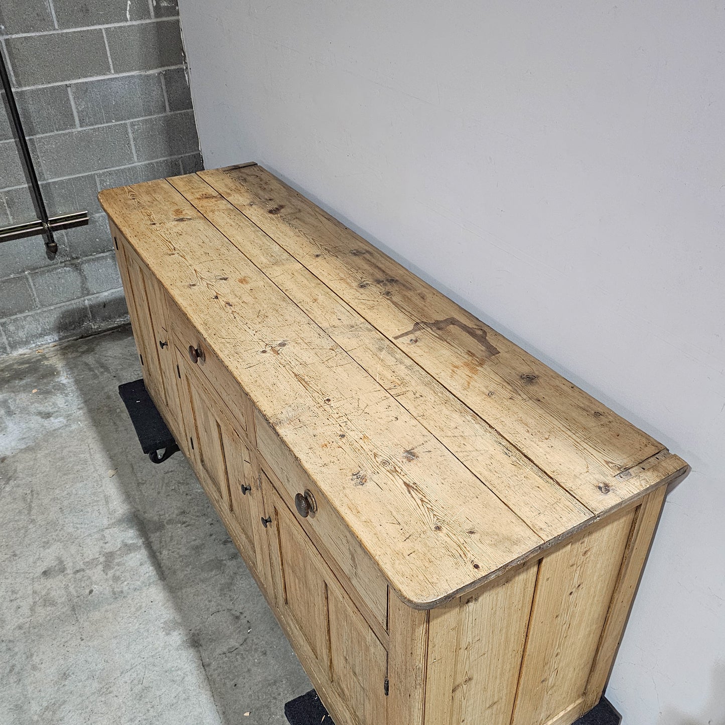 Large Antique English Pine Sideboard - Circa 1880