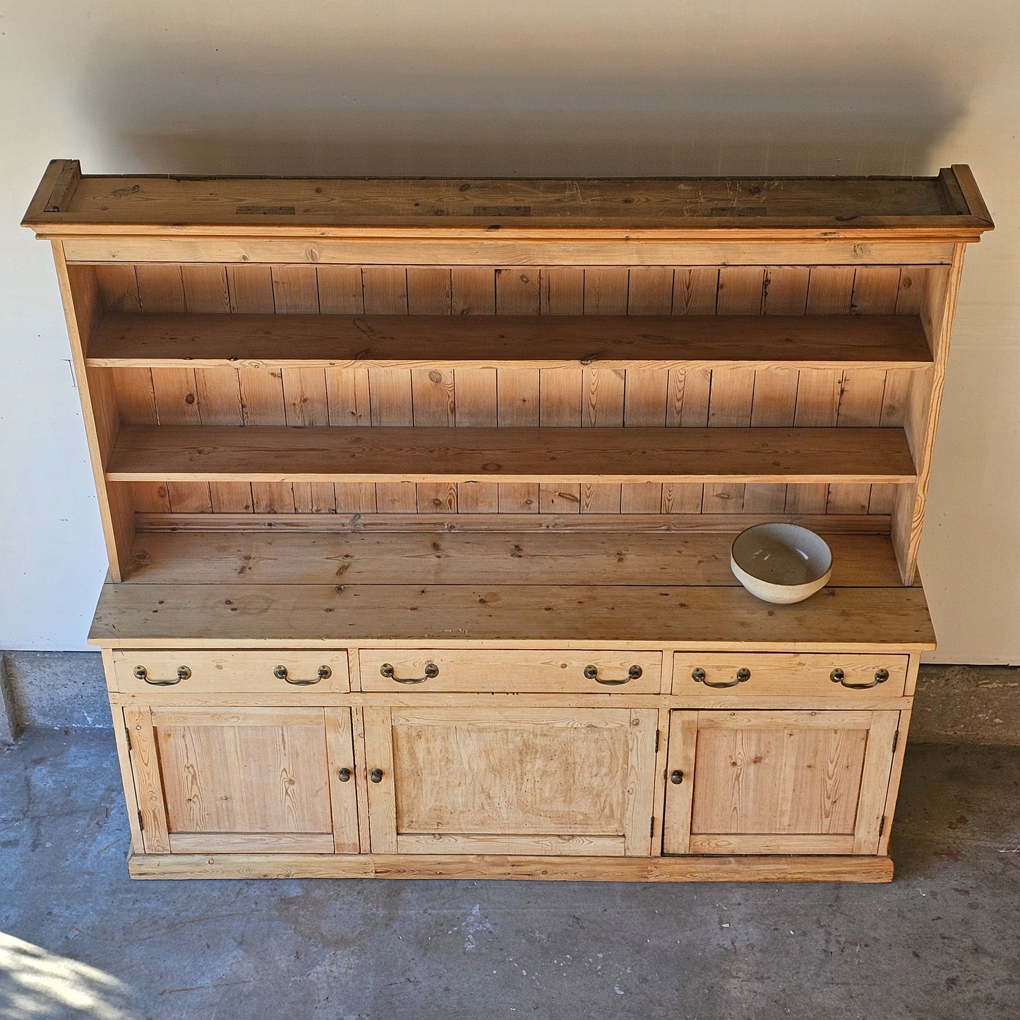 Antique English Pine Kitchen Dresser / Hutch - Circa 1850