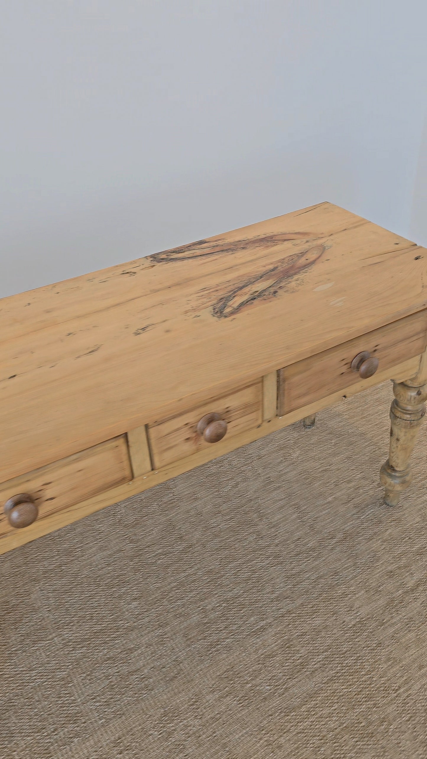 Antique English Pine Console Table or Desk - Circa 1880