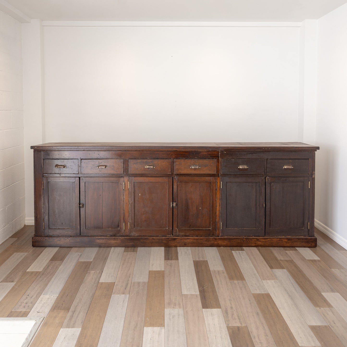 Large Antique Oak Shop Counter Cabinet - Circa Early 20th Century