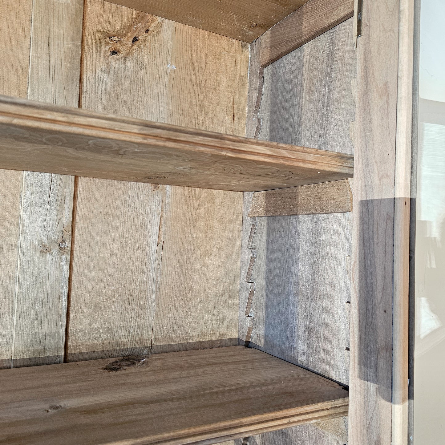 Antique English Pine Glazed Dresser / Bookcase - Circa 1880