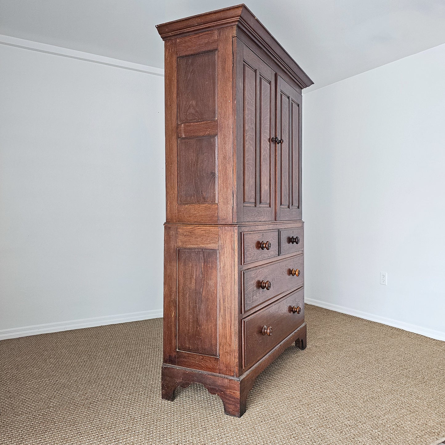 Antique English Oak Linen Press Cabinet | Circa 1860