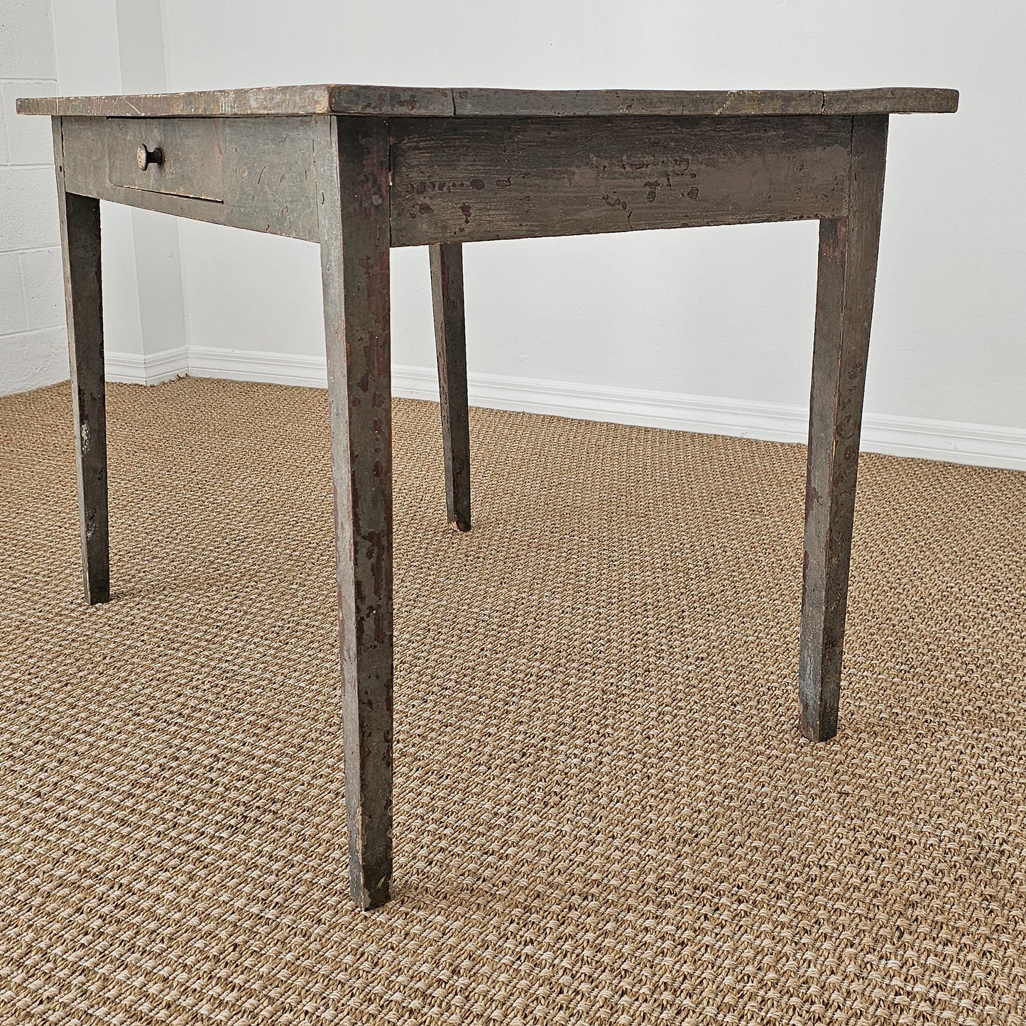 Antique Primitive Painted Pine Farm Table - Circa 1870