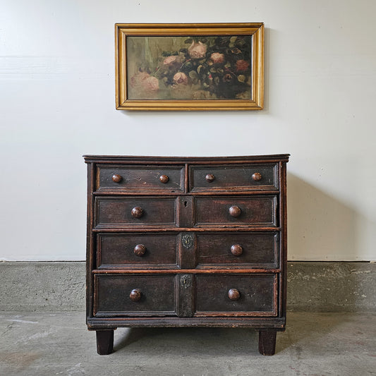 Antique 18th Century Dark Oak Chest of Drawers Dresser