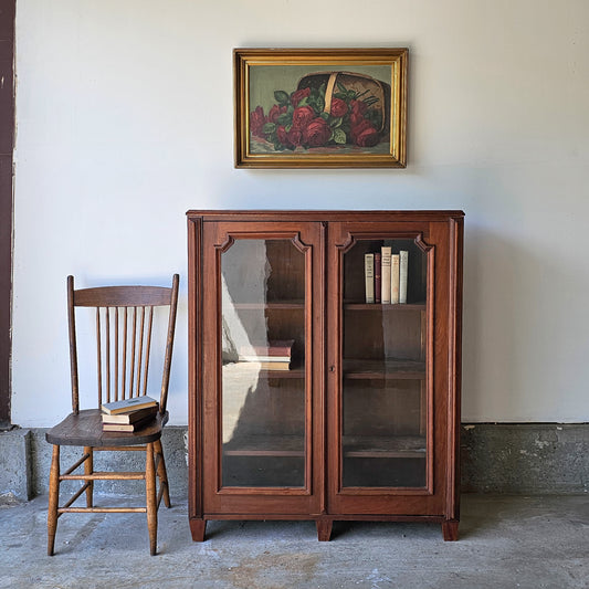 Antique Mahogany Glass-Front Bookcase