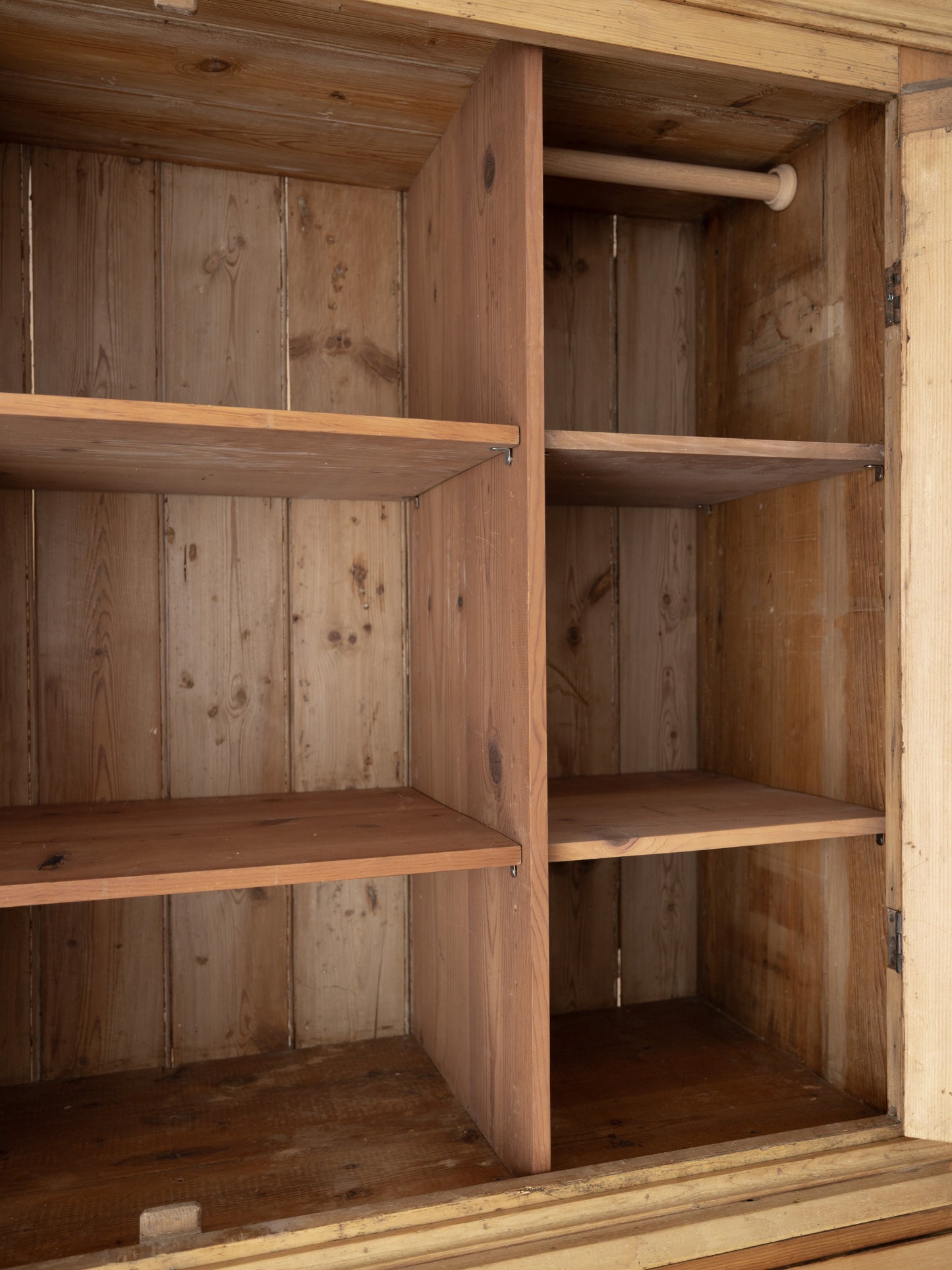 Antique English Pine Linen Press / Wardrobe - circa 1870
