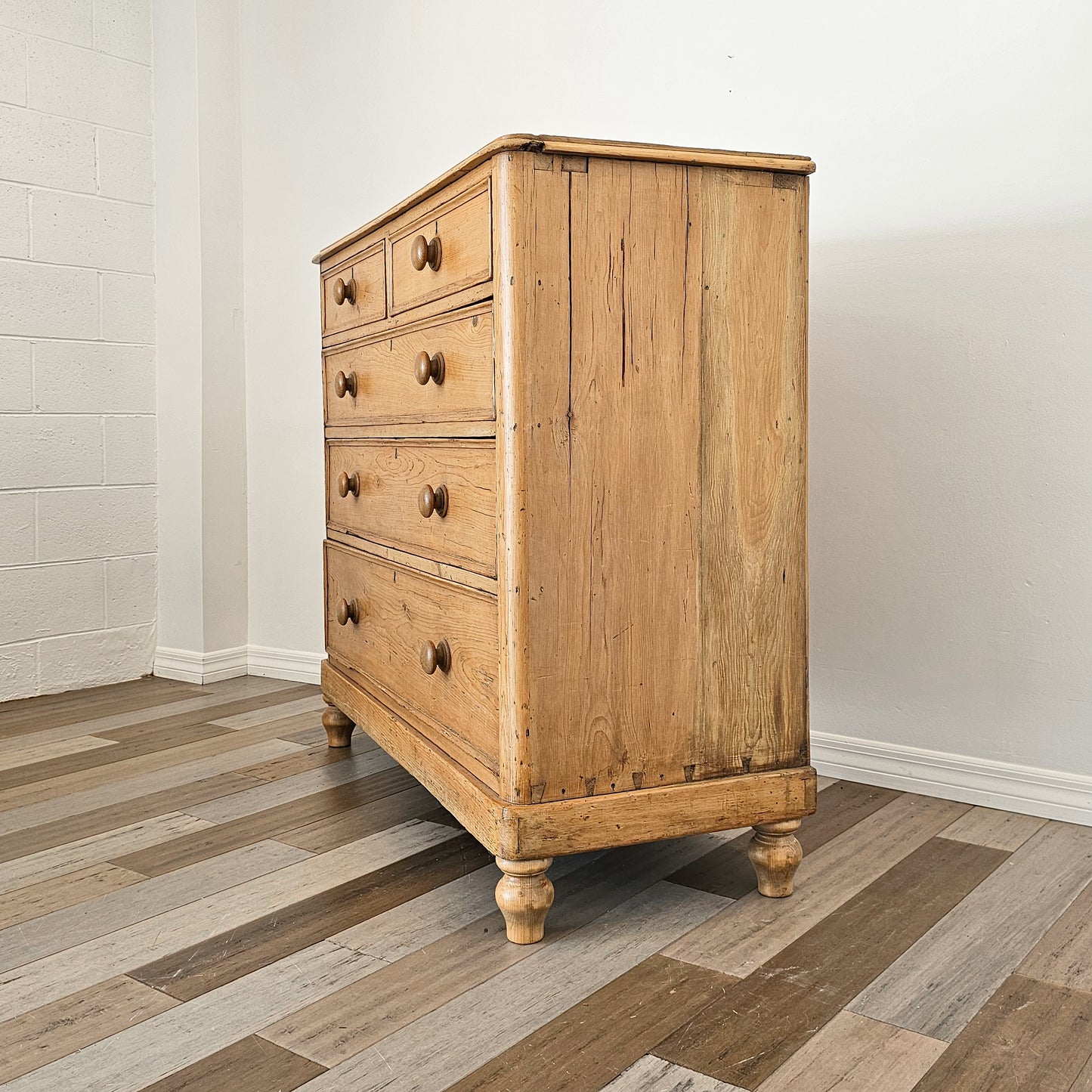 Stately Antique English Pine Chest of Drawers (Dresser) - Circa 1870