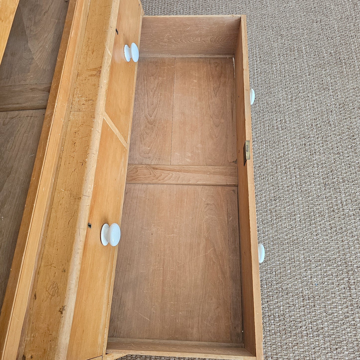Antique English Pine Linen Press / Wardrobe - Circa 1890