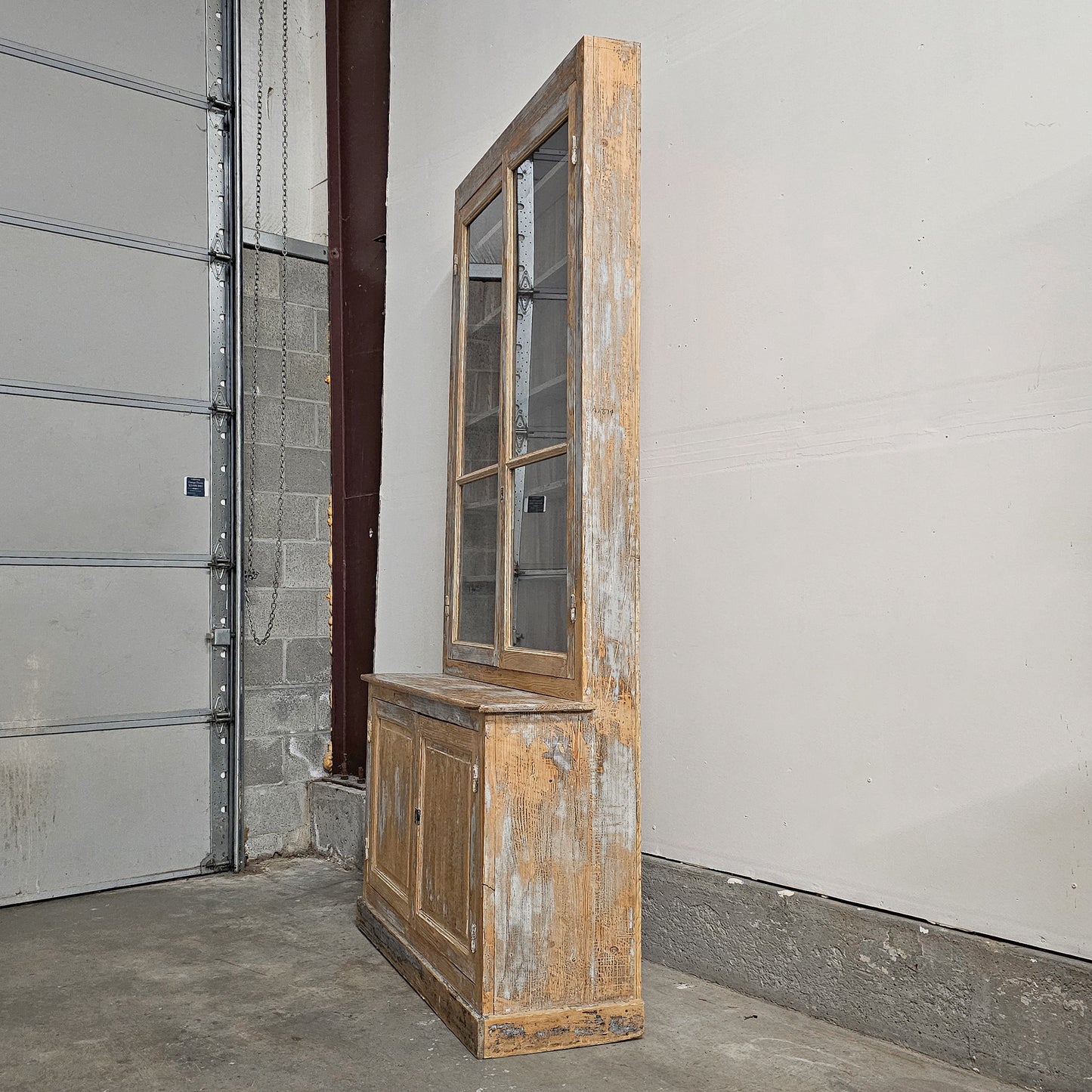 French Pine Glazed Bookcase / Cabinet — Circa 1880