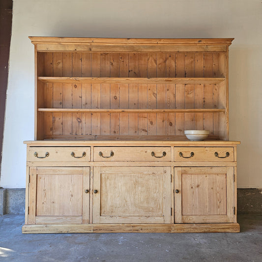 Antique English Pine Kitchen Dresser / Hutch - Circa 1850