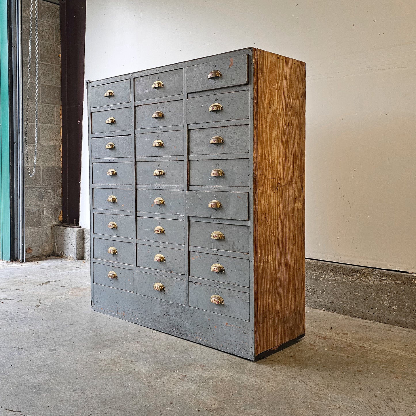 Vintage Multi-Drawer Painted Apothecary Cabinet