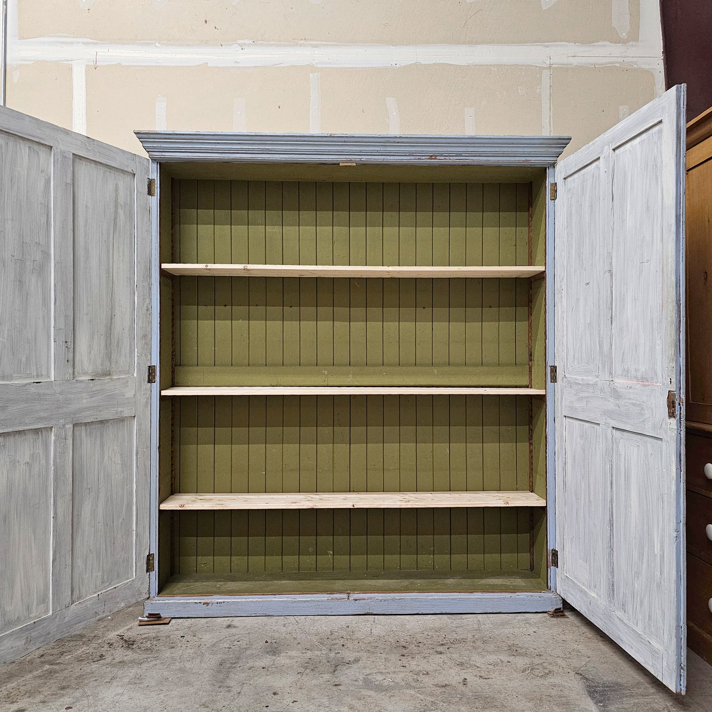 Substantial Antique Blue Painted Cabinet - Circa 1910