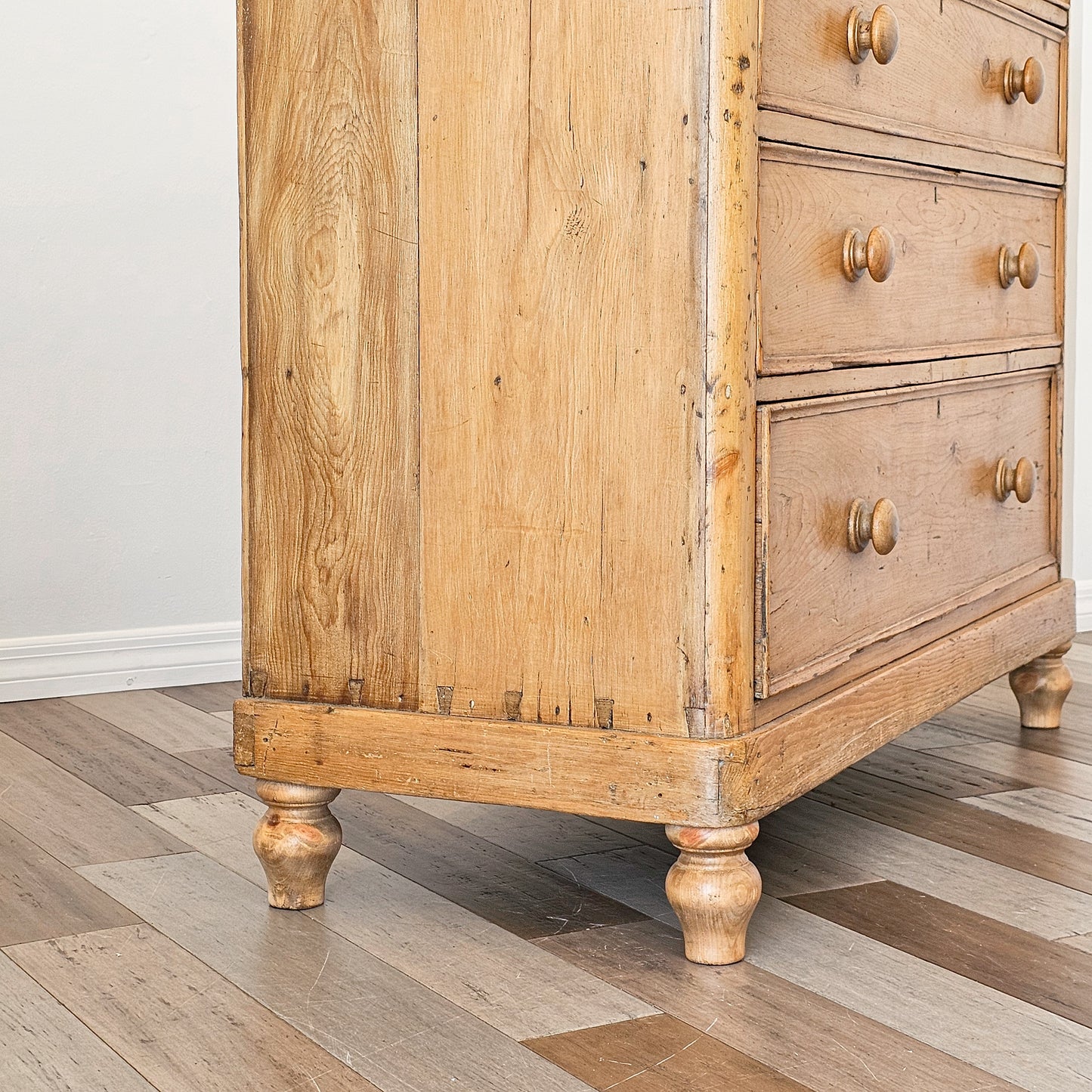 Stately Antique English Pine Chest of Drawers (Dresser) - Circa 1870