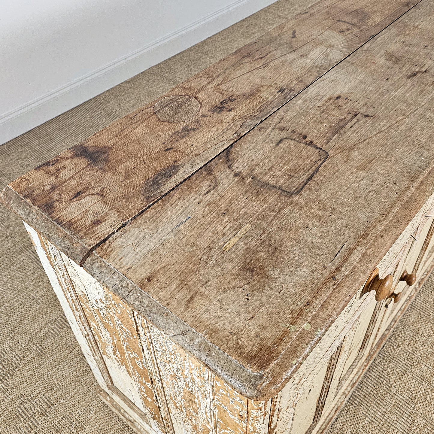 Antique English Painted Pine Sideboard | Circa 1870