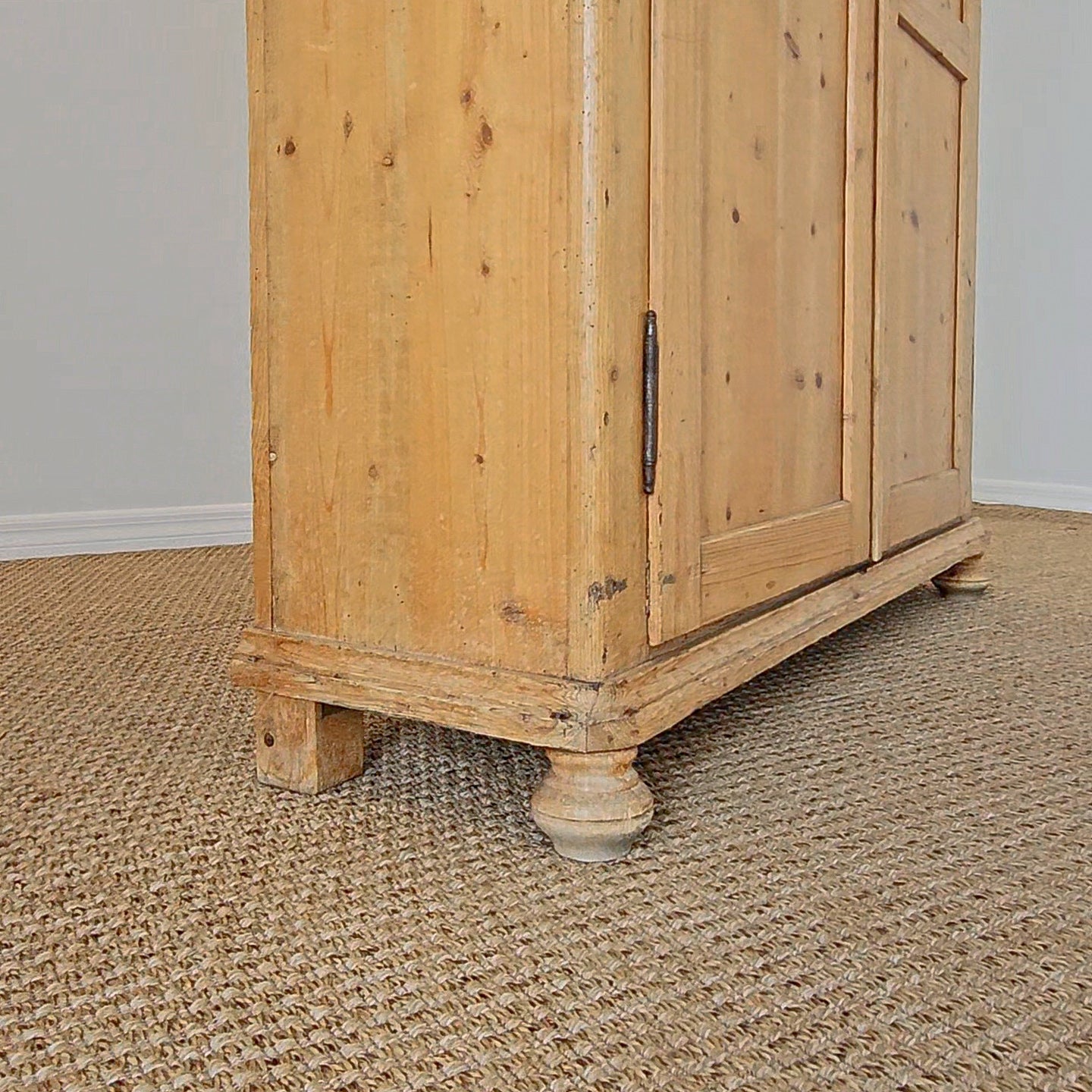 Antique Dutch Pine Kitchen Cabinet with glass doors