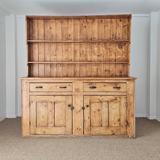 Antique English Pine Kitchen Hutch or Dresser - Circa 1890