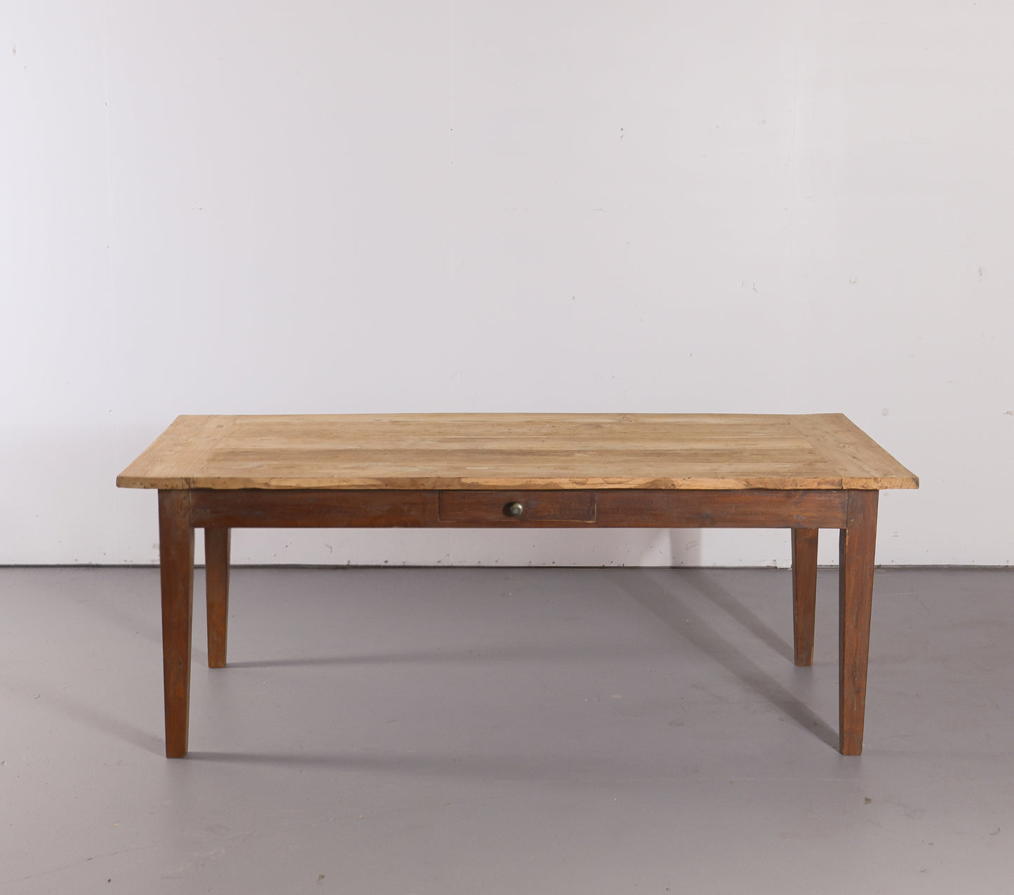 Antique English Farmhouse Dining Table with Drawer, Circa 1880