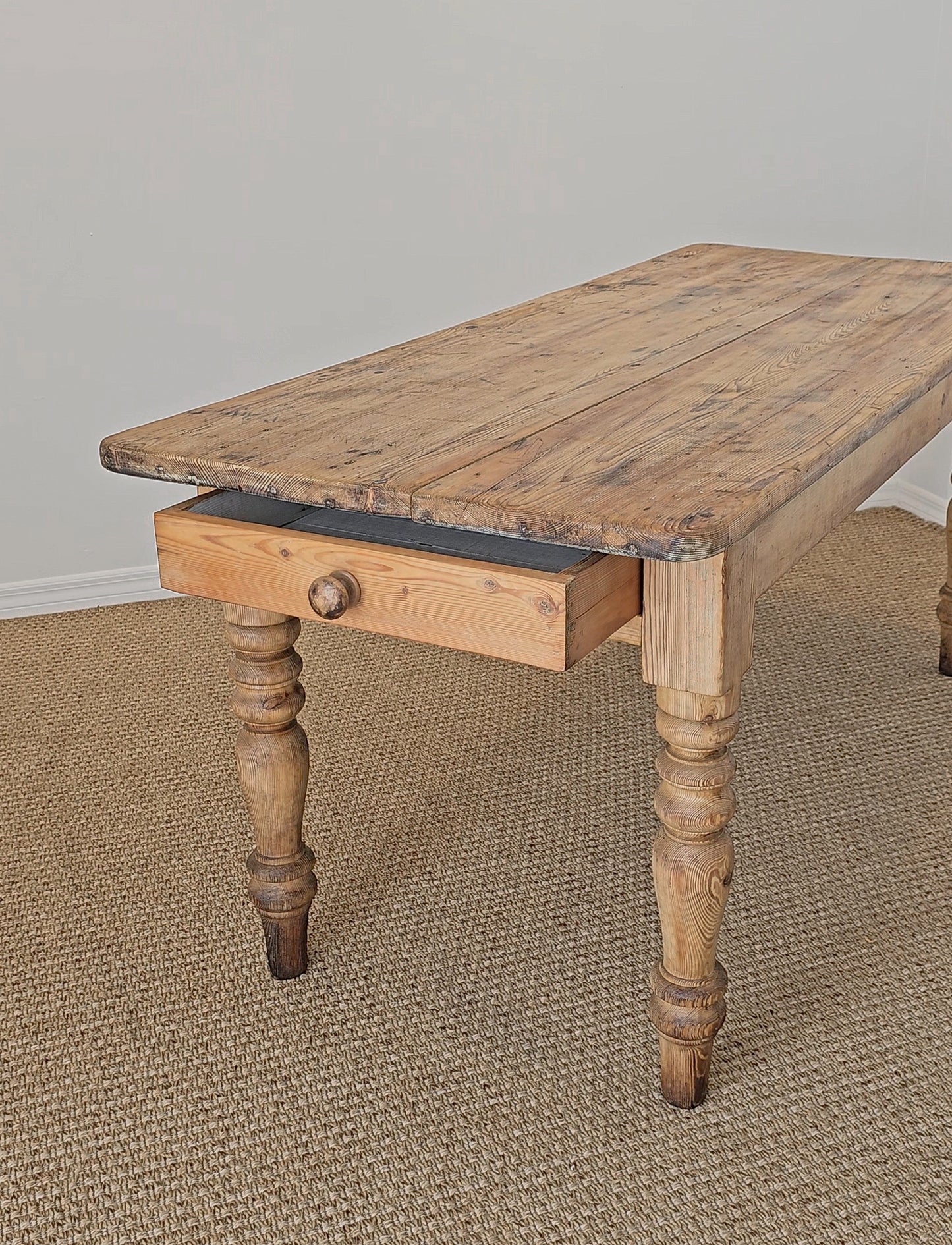 Antique English Pine Farmhouse Dining Table - Circa 1870