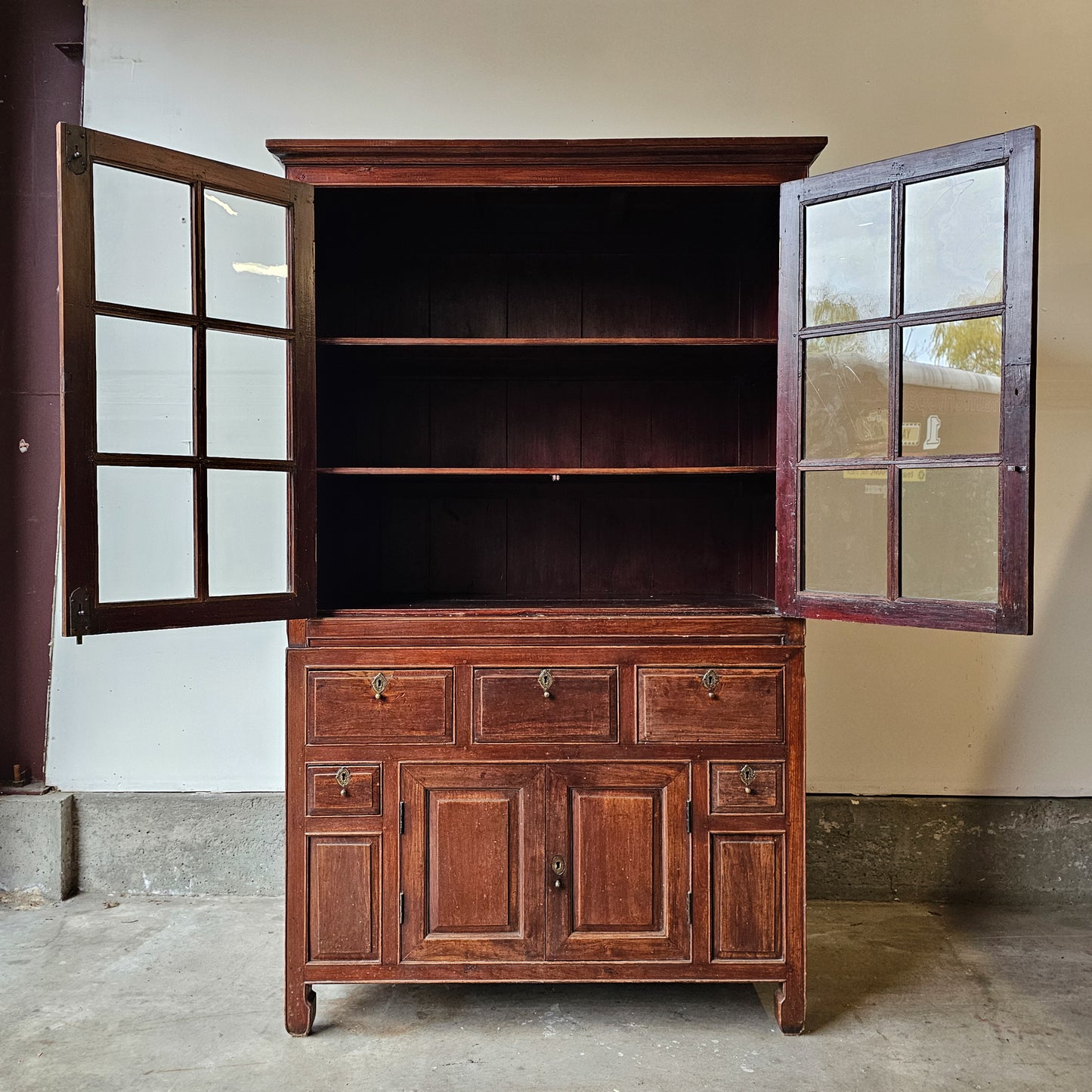 Vintage Indonesian Hutch with glass doors