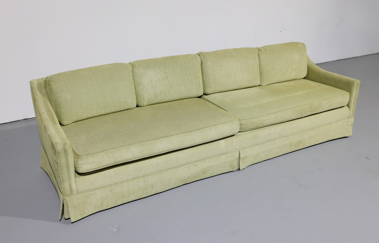 Vintage Oversized Mid-Century Green Upholstered Sofa | Circa 1970s