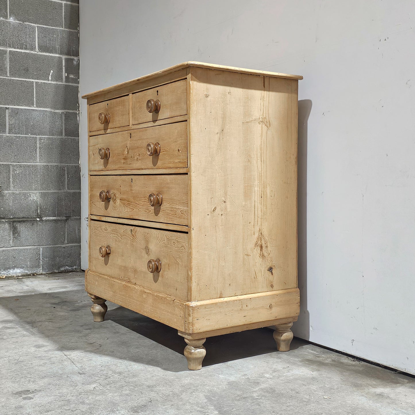 Antique English Bleached Pine Dresser, Chest of Drawers - Circa 1870