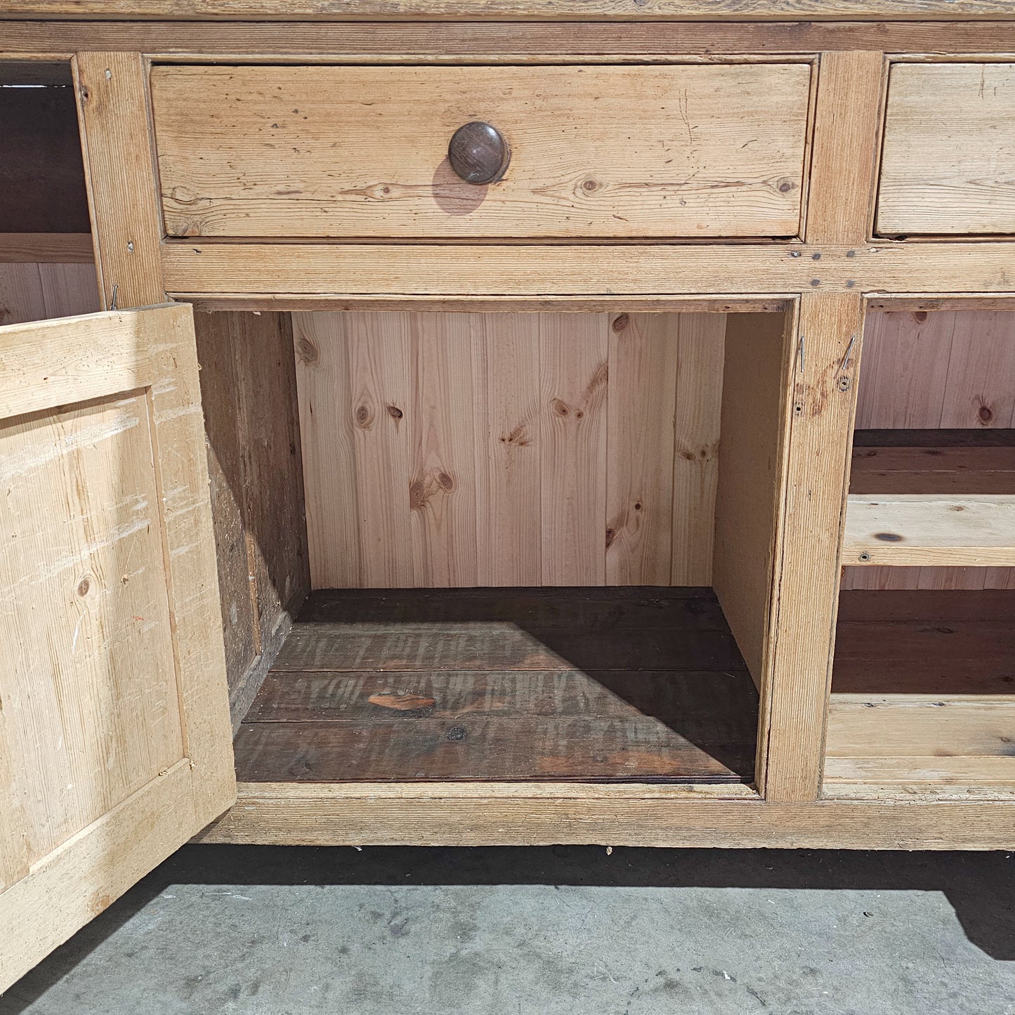 Large Antique English Pine Sideboard - Circa 1880