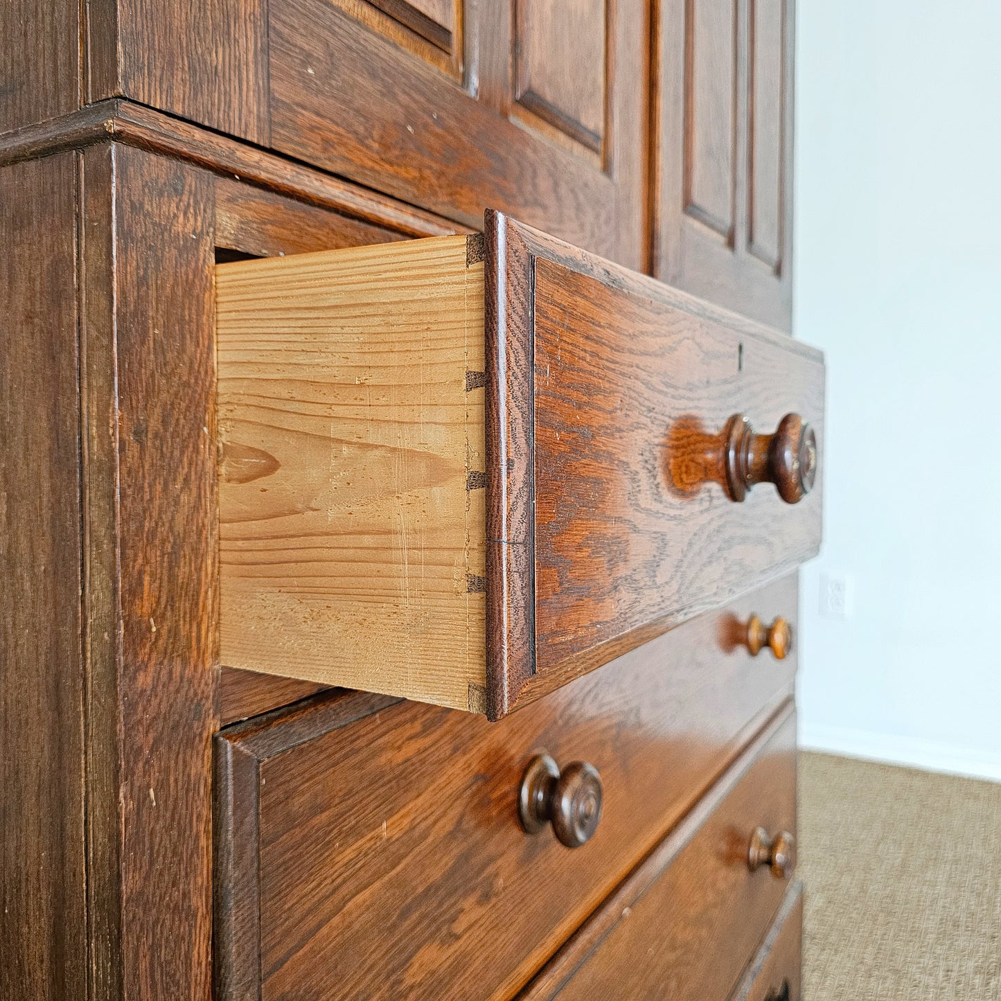 Antique English Oak Linen Press Cabinet | Circa 1860