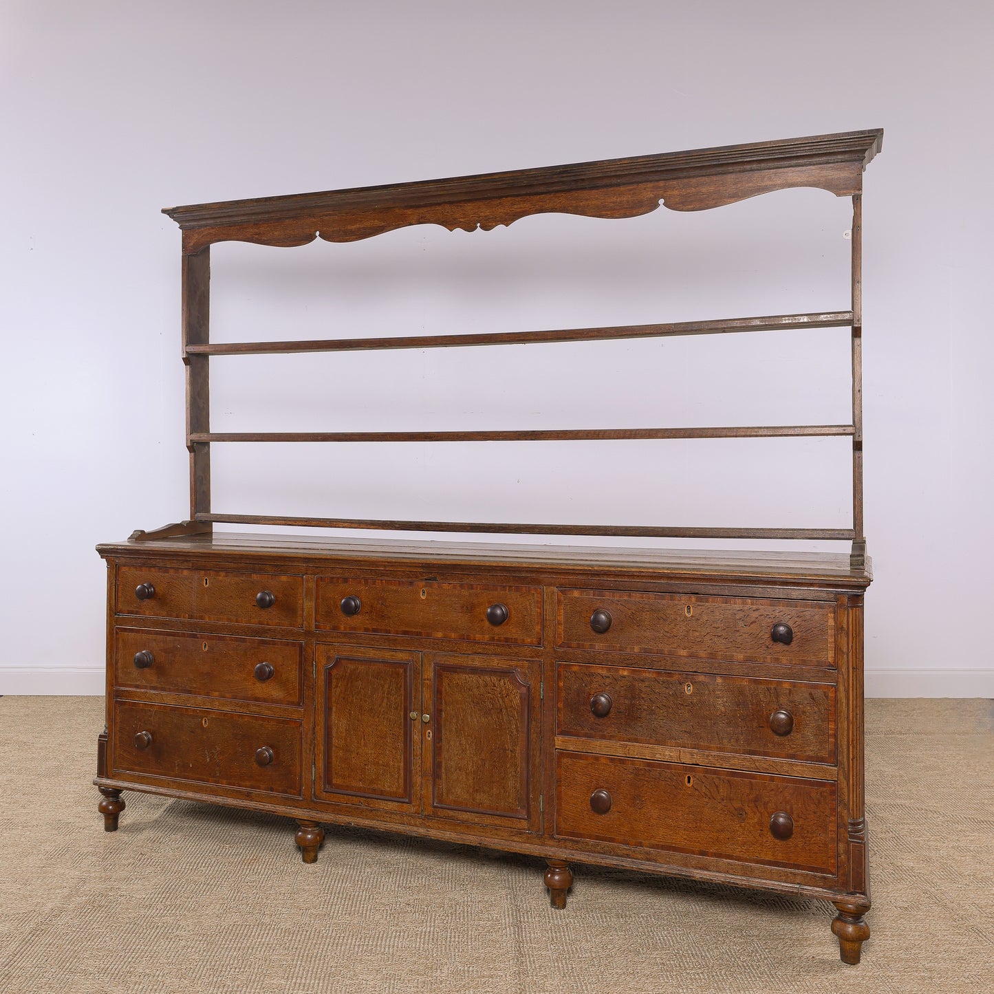 Antique Welsh Oak Dresser Circa 1850 Victorian Plate Rack Farmhouse Cupboard