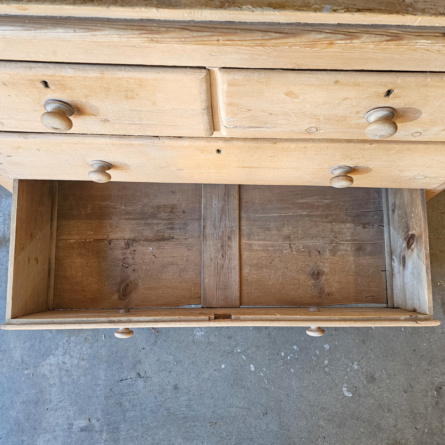 Antique English Pine Glazed Dresser / Bookcase - Circa 1880
