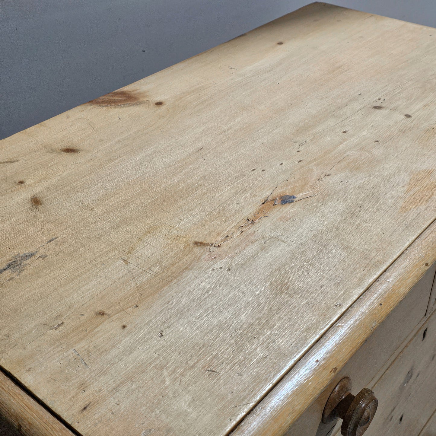 Antique English Bleached Pine Dresser, Chest of Drawers - Circa 1870